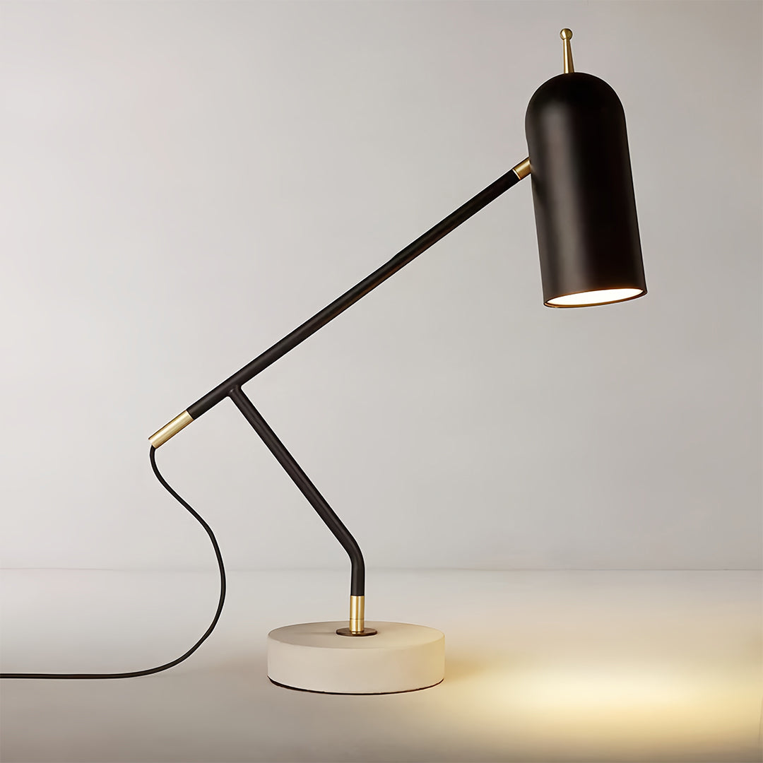Marble Base LED Desk Lamp with Dimmable Light, Modern Minimalist Black Finish