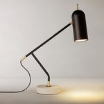 Marble Base LED Desk Lamp with Dimmable Light, Modern Minimalist Black Finish