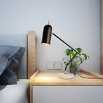 Marble Base LED Desk Lamp with Dimmable Light, Modern Minimalist Black Finish