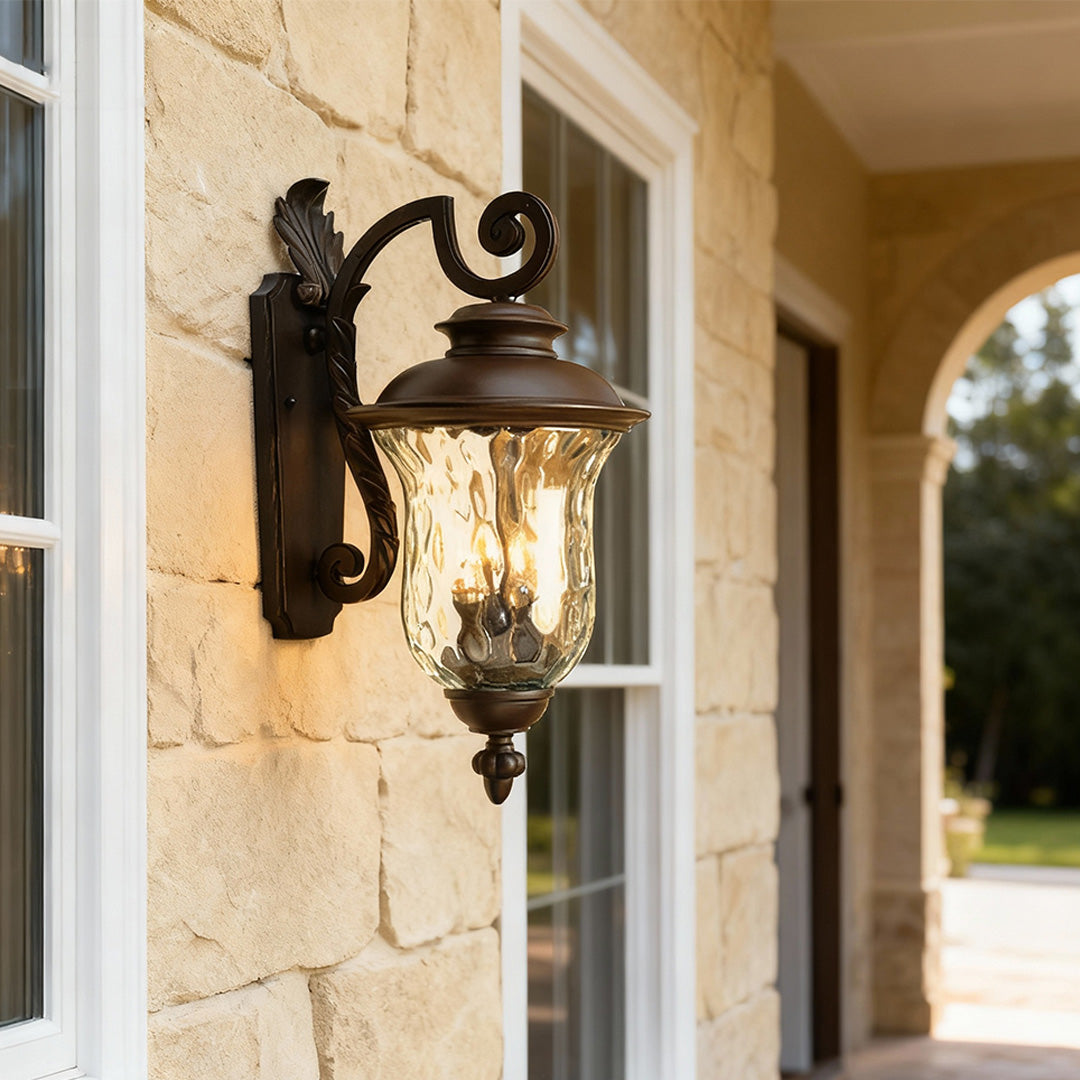 Chestnut Black Aluminum Outdoor Wall Sconce with Clear Glass Shade