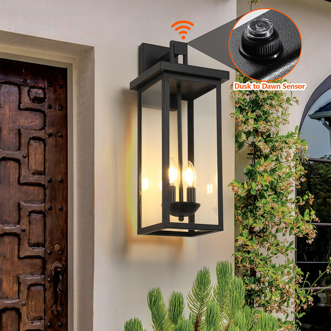 Noir Outdoor Wall Sconce — IP65 Waterproof Iron LED Lantern for Courtyard & Entryway
