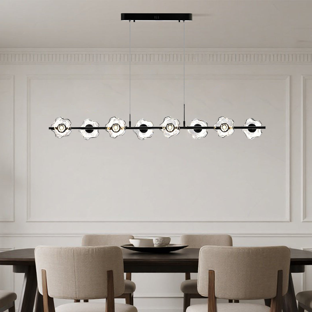 Linear LED Pendant Light in Black or Gold, Modern Nordic Chandelier for Dining and Living Spaces