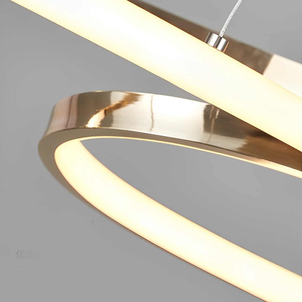 Wavy Double 8-Shaped LED Chandelier with Stepless Dimming, Modern Nordic Pendant Light