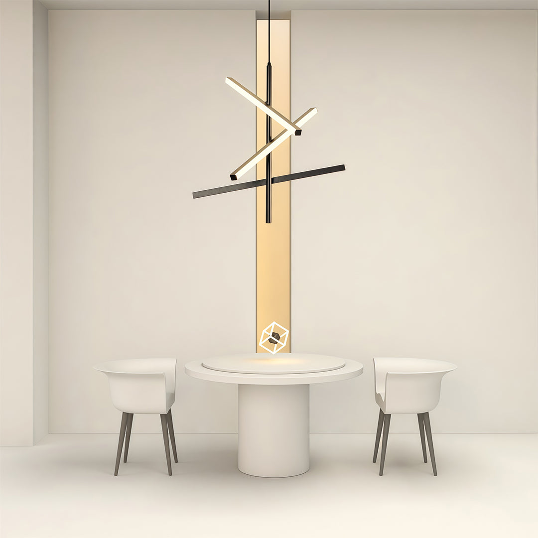 Linear LED Chandelier in Iron – Modern Nordic Pendant for Dining & Kitchen