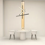 Linear LED Chandelier in Iron – Modern Nordic Pendant for Dining & Kitchen