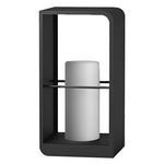 Black Rectangular Outdoor Lantern with Wooden Base