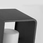Black Rectangular Outdoor Lantern with Wooden Base