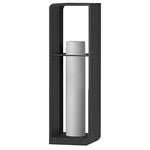 Black Rectangular Outdoor Lantern with Wooden Base