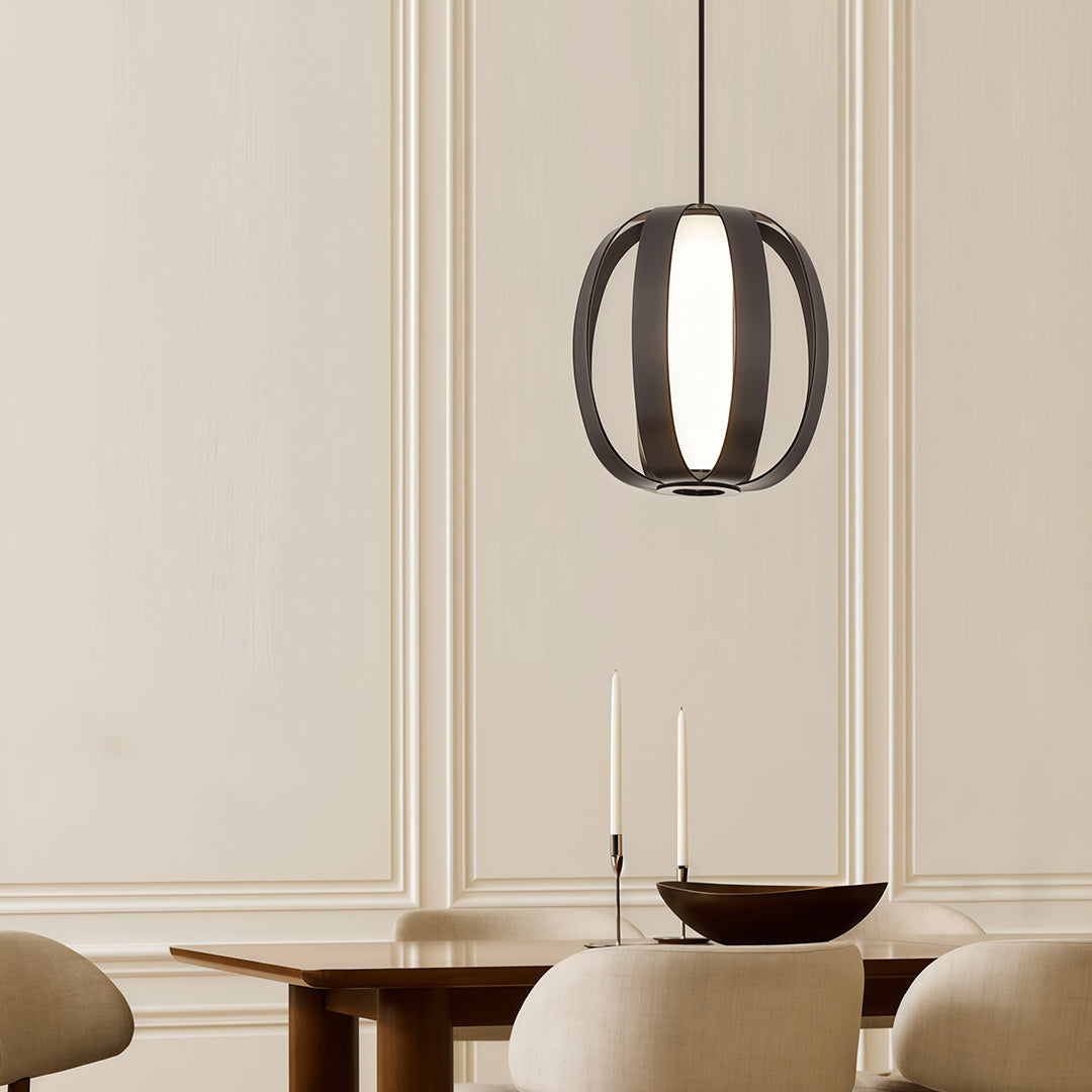 Modern Lantern Pendant Light with LED – Minimalist Ceiling Fixture in Four Finishes