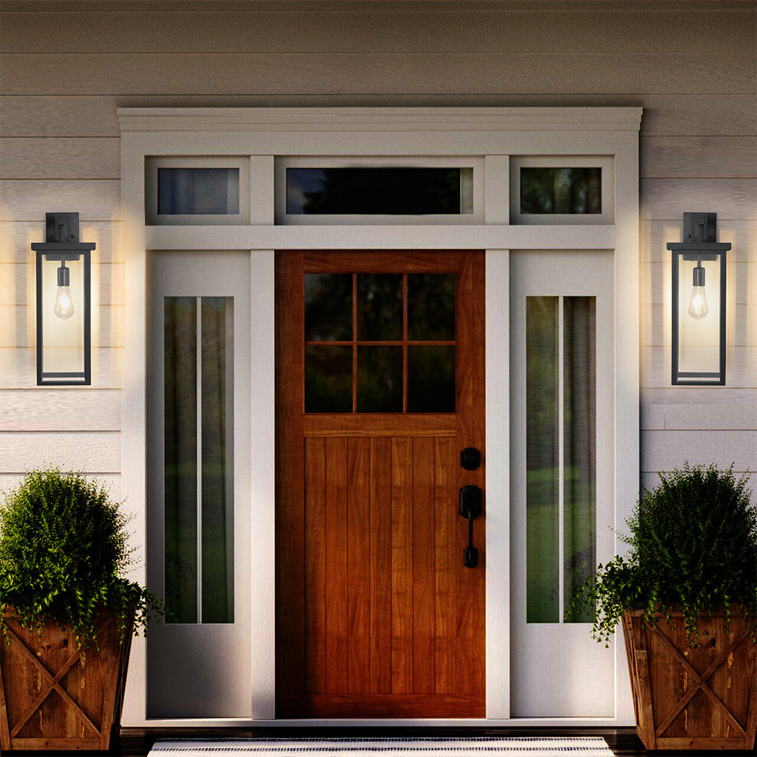 Aurelia Outdoor Lantern Wall Sconce – Waterproof Iron & Glass Courtyard Light
