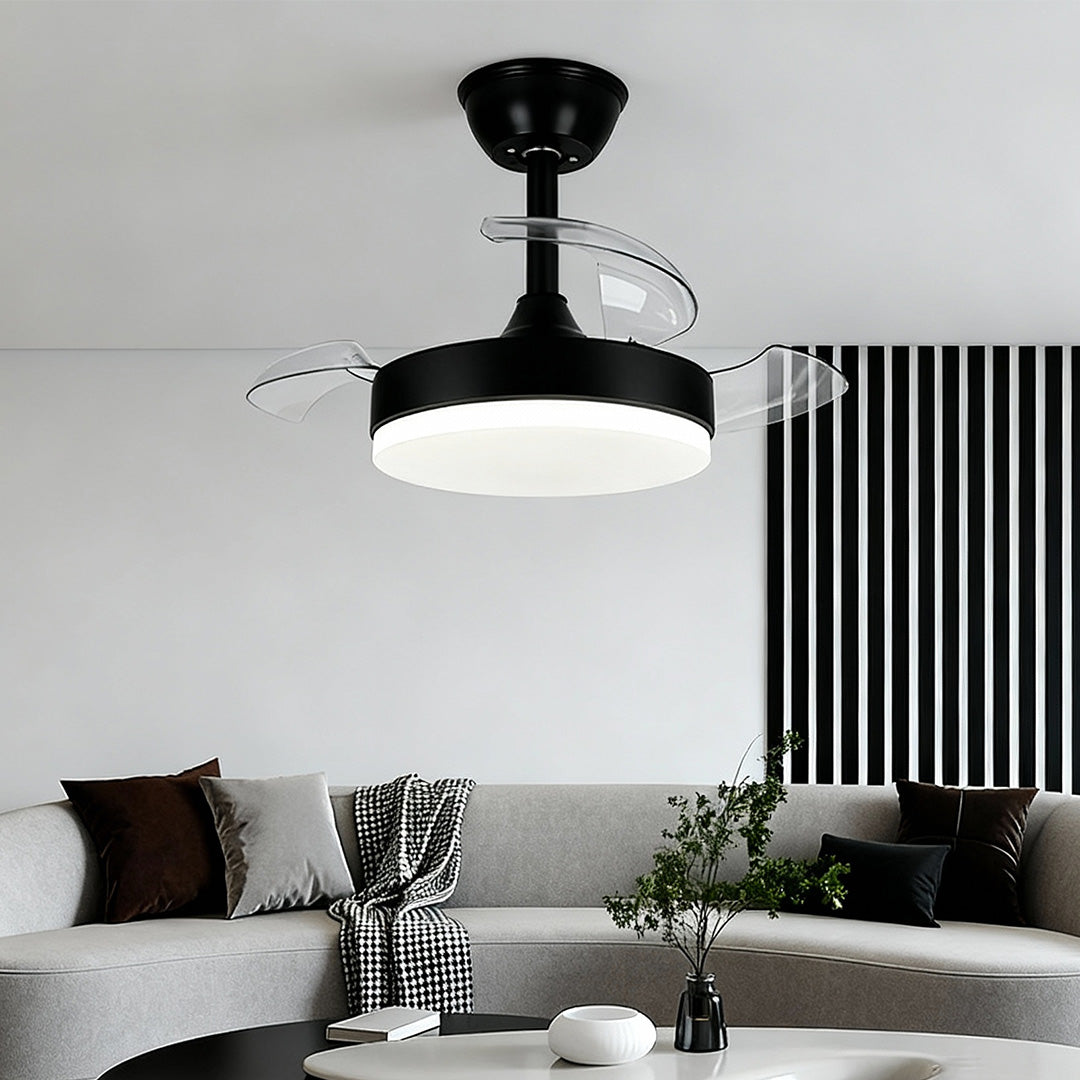 Aura Minimalist LED Ceiling Fan with Dimmable Light and Silent Motor