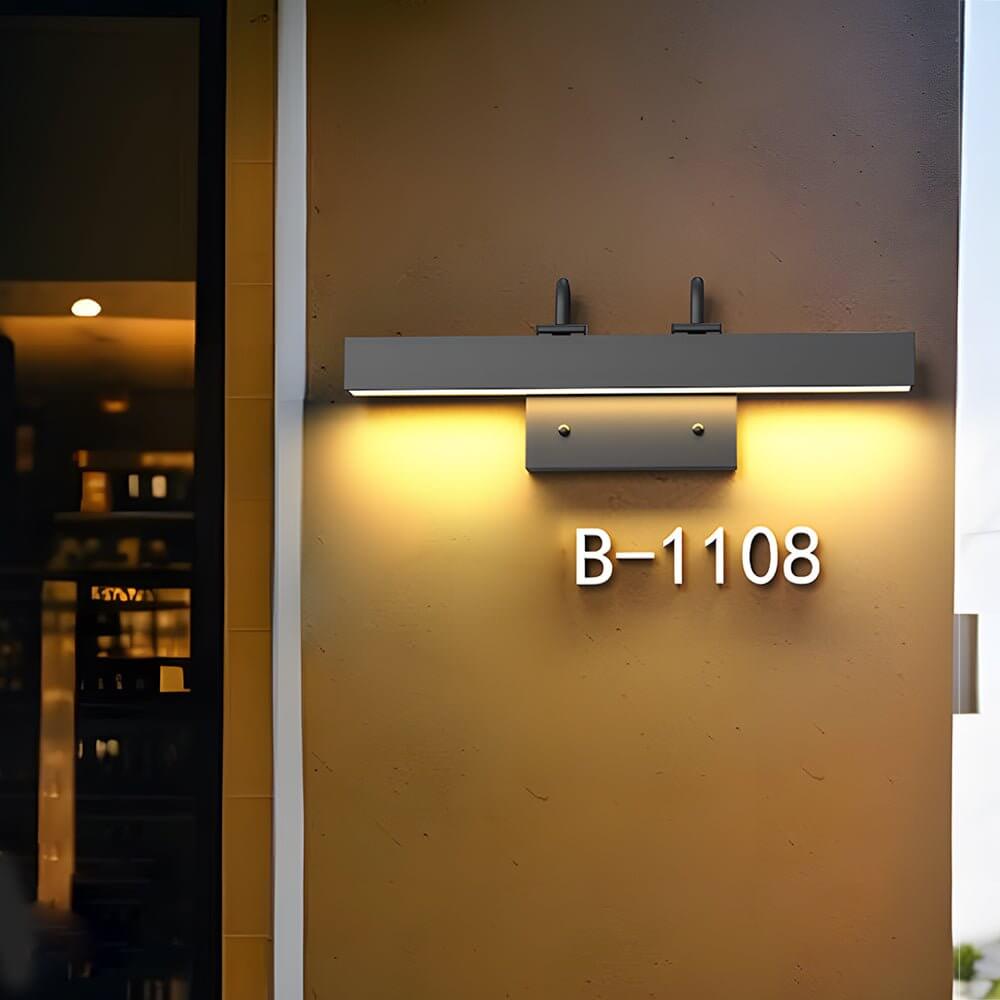 Modern Outdoor LED House Number Wall Light in Matte Black