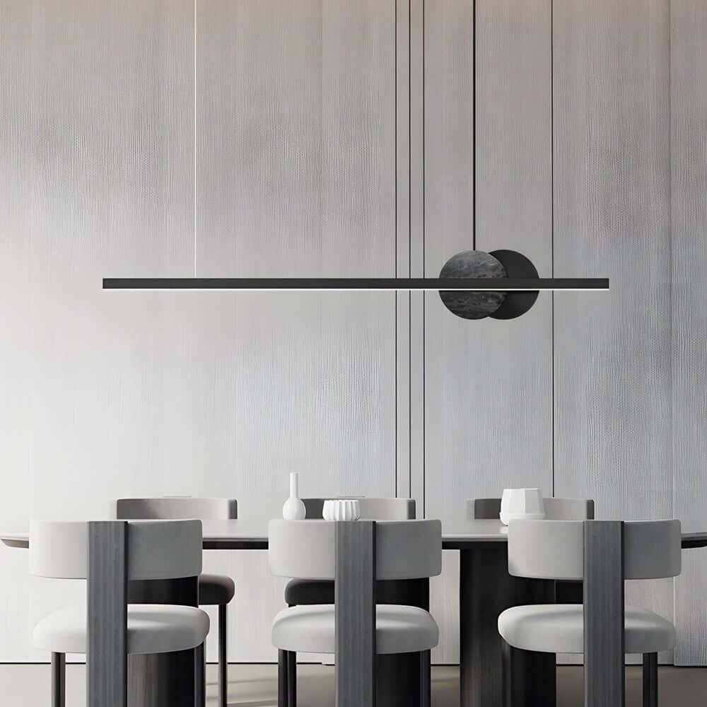 Marble Linear LED Pendant Light – Modern Black Aluminum Island Lighting