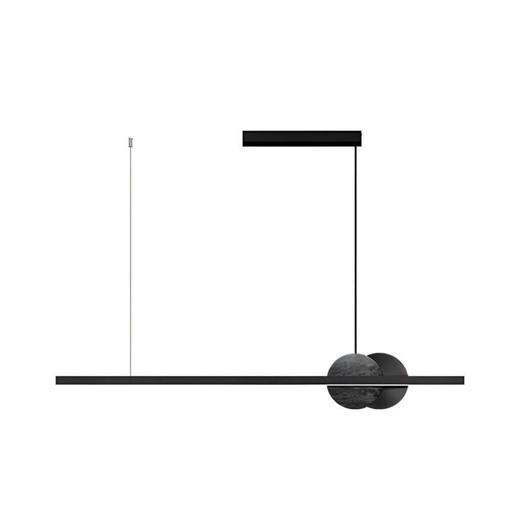 Marble Linear LED Pendant Light – Modern Black Aluminum Island Lighting