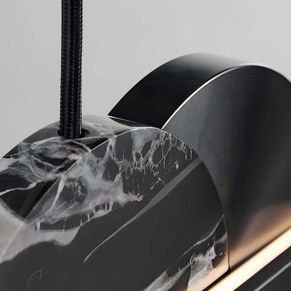 Marble Linear LED Pendant Light – Modern Black Aluminum Island Lighting