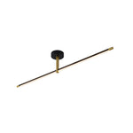 Linear LED Semi Flush Mount Ceiling Light in Black and Brass
