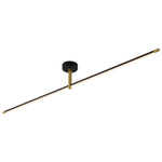 Linear LED Semi Flush Mount Ceiling Light in Black and Brass