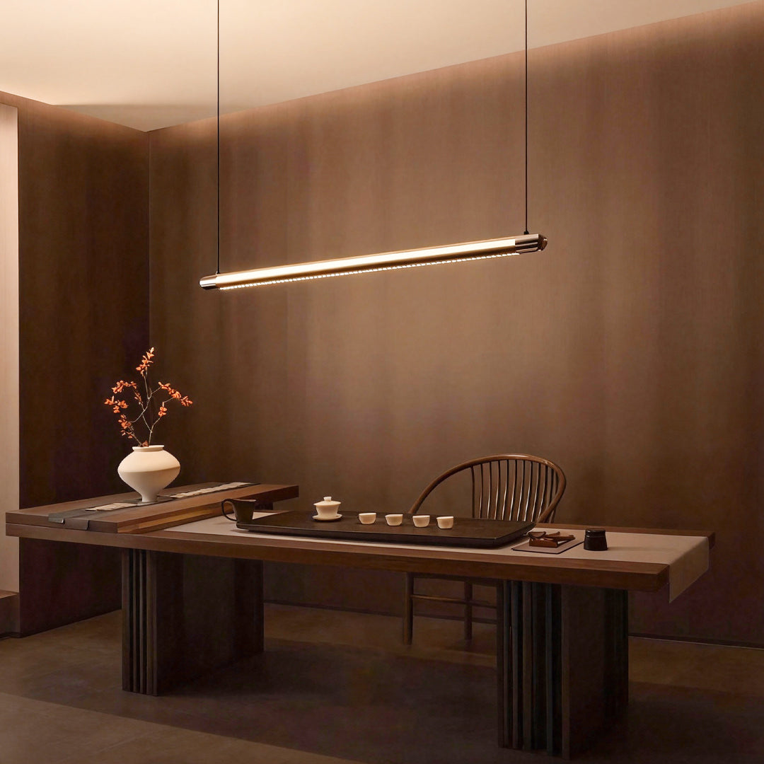 Matte Black Linear LED Pendant Light for Kitchen Island and Dining Table