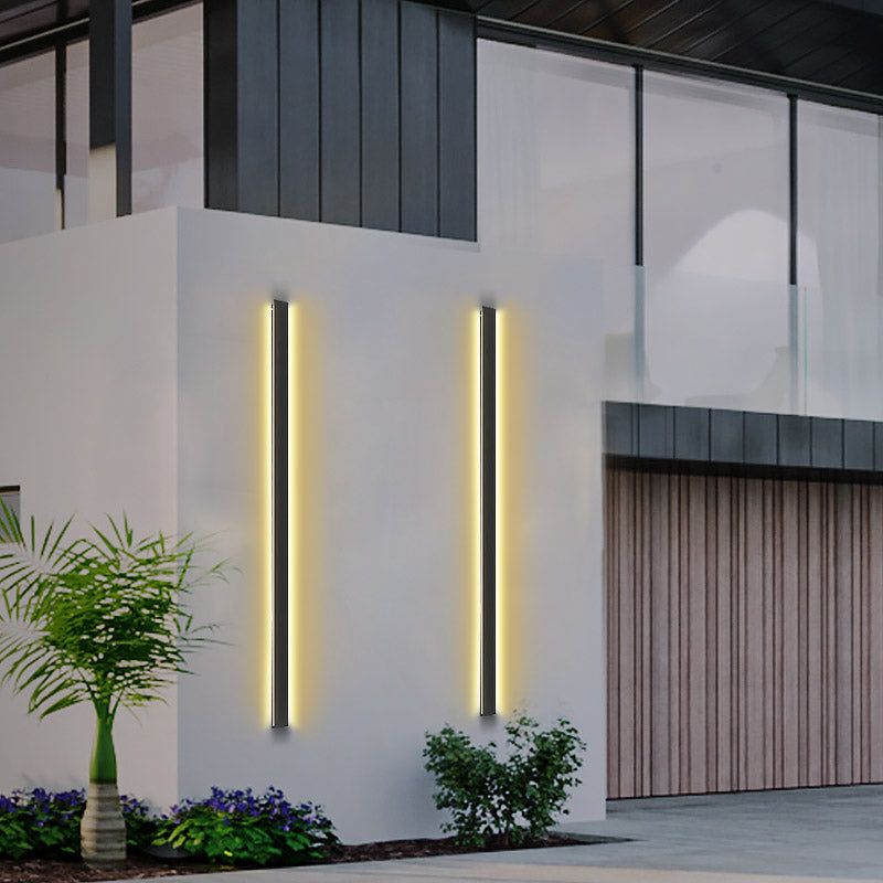 Linear LED Outdoor Wall Light in Matte Black, IP65 Waterproof Architectural Sconce