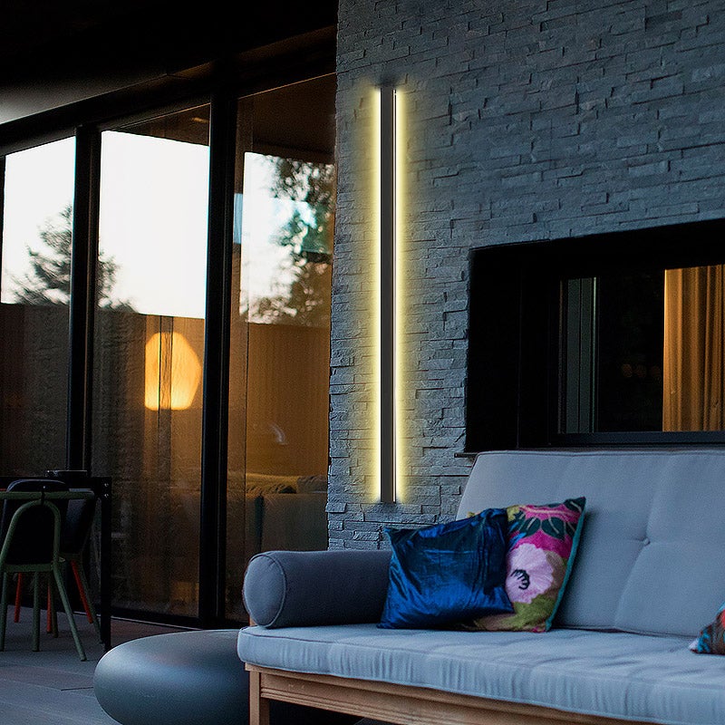 Linear LED Outdoor Wall Light in Matte Black, IP65 Waterproof Architectural Sconce