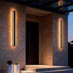 Linear LED Outdoor Wall Light in Matte Black, IP65 Waterproof Architectural Sconce
