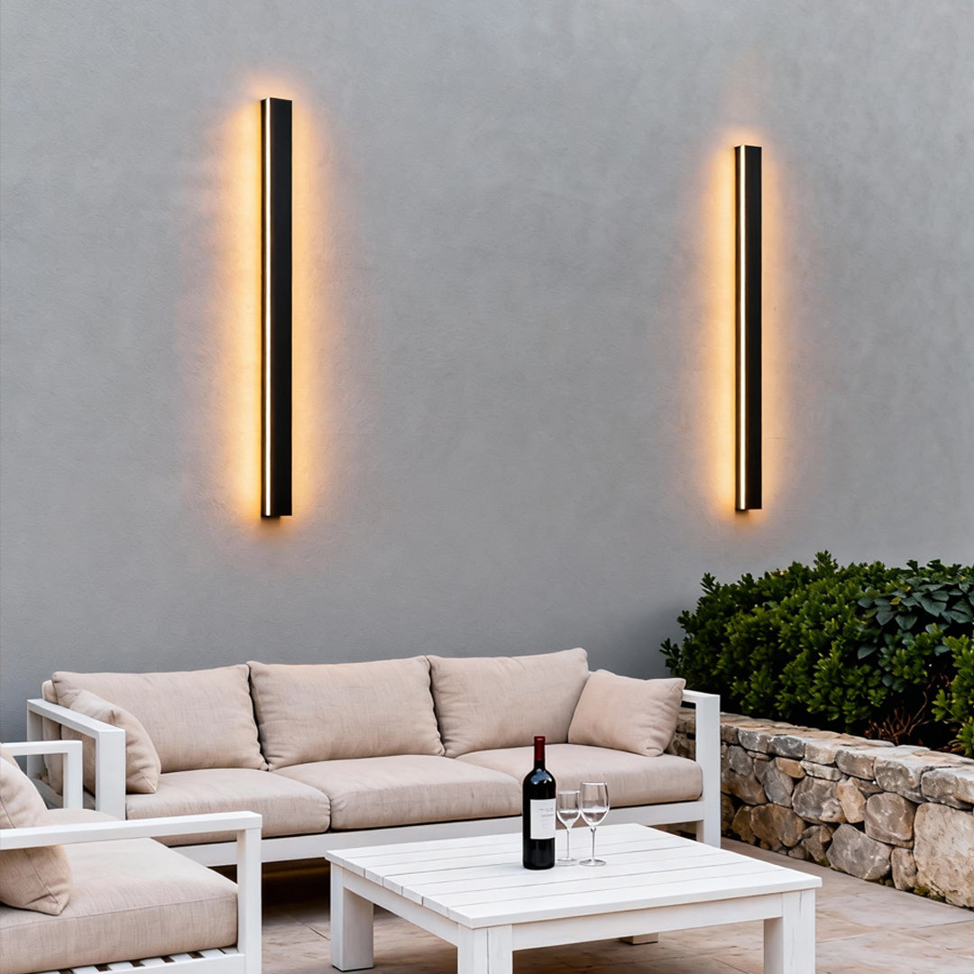 Linear LED Outdoor Wall Light in Matte Black, IP65 Waterproof Architectural Sconce