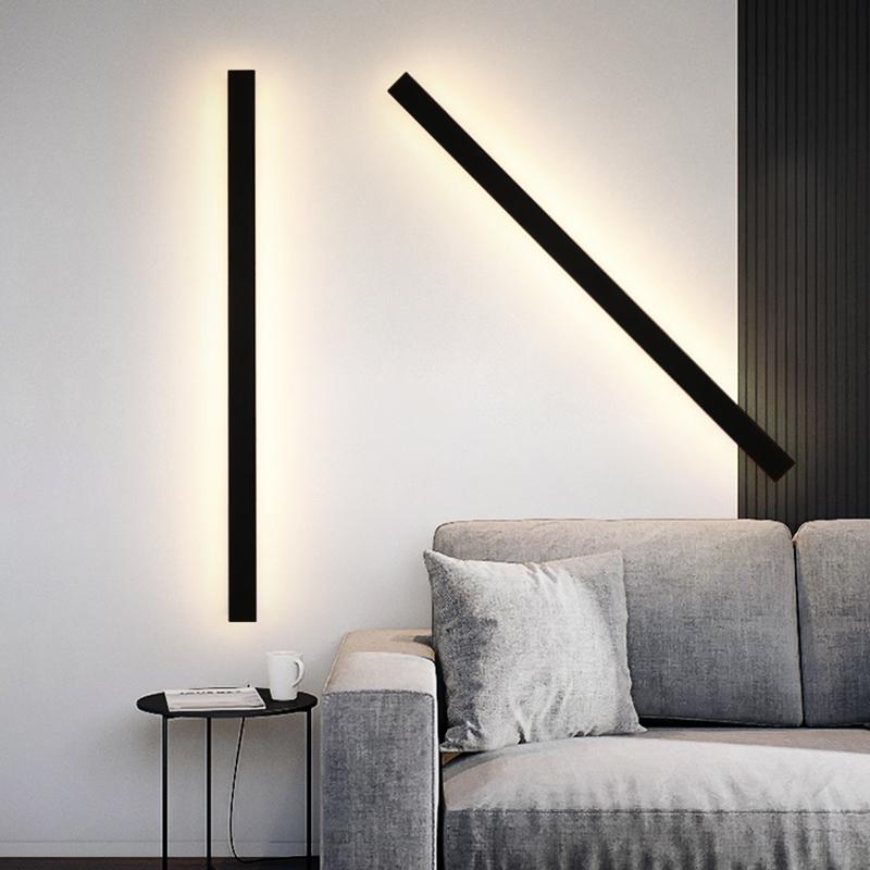 Modern Black Linear LED Wall Sconce, Waterproof Outdoor Lighting