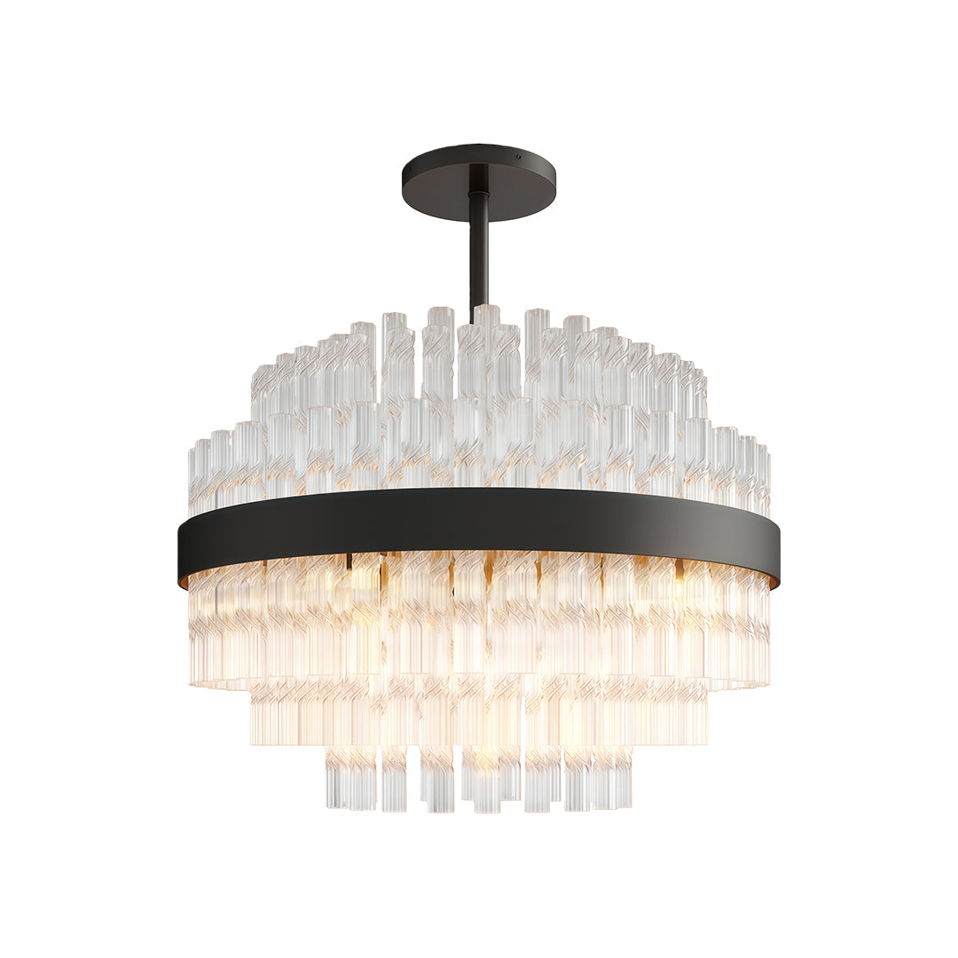Full Copper Modern Chandelier with Clear Glass Shade for Dining Room and Living Room