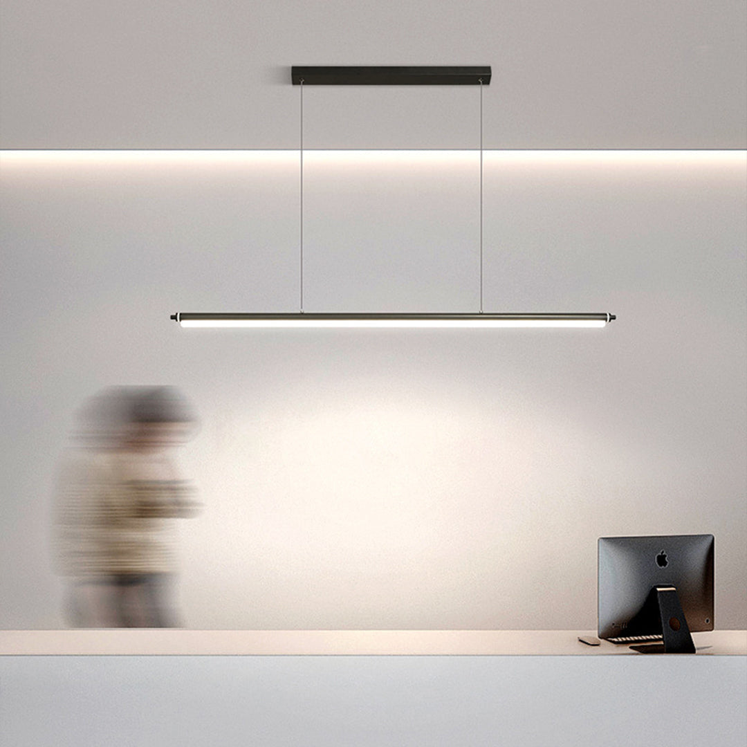 Nordic Minimalist Linear LED Pendant Light in Black Aluminum