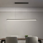 Nordic Minimalist Linear LED Pendant Light in Black Aluminum