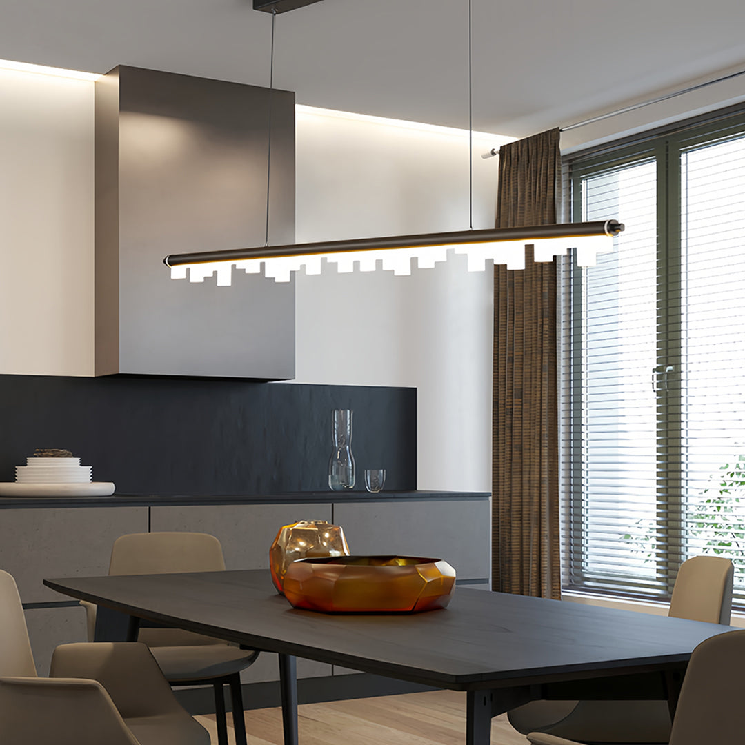 Nordic Minimalist Linear LED Pendant Light in Black Aluminum