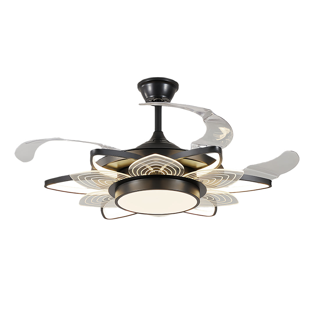 Aria Black Minimalist Ceiling Fan with Integrated LED Light