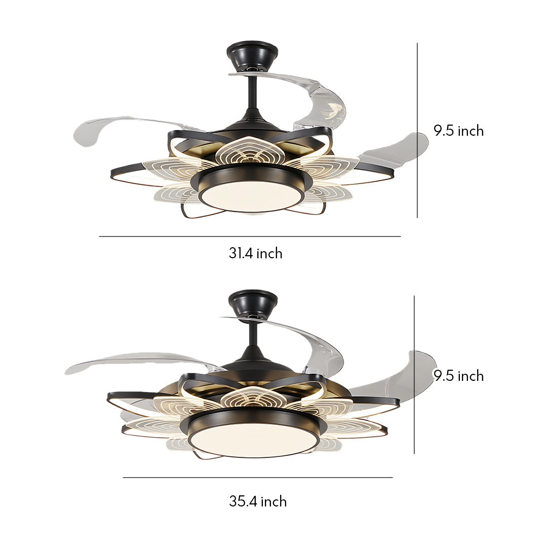 Aria Black Minimalist Ceiling Fan with Integrated LED Light