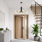 Modern Black Chandelier with White Glass Shades for Dining Room and Living Room