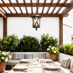 Aria Outdoor Pendant Light – Black Aluminum & Glass Lantern