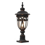 Retro Black Outdoor Pillar Lights with Glass Shade, IP54 Waterproof