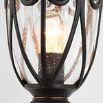 Retro Black Outdoor Pillar Lights with Glass Shade, IP54 Waterproof