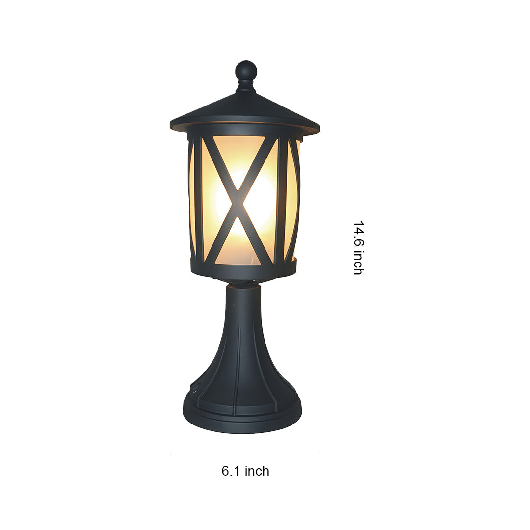 Black Aluminum LED Post Light for Garden Paths and Courtyards