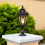 Black Aluminum Outdoor Column Light with Clear Glass Shade