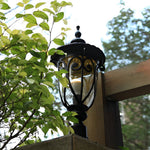 Retro Black Outdoor Pillar Lights with Glass Shade, IP54 Waterproof