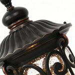 Retro Black Outdoor Pillar Lights with Glass Shade, IP54 Waterproof