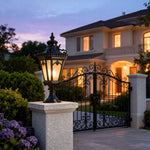 Black Aluminum Outdoor Column Light with Clear Glass Shade