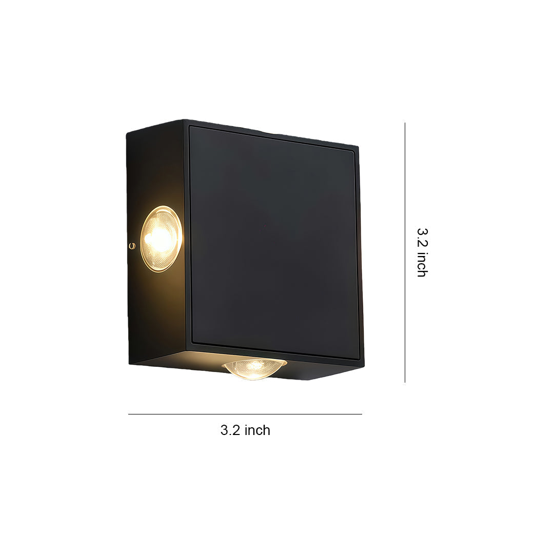 Quadra Outdoor LED Wall Sconce in Matte Black, 360° Architectural Lighting