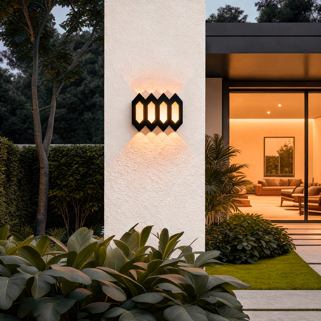Hexa Outdoor Up & Down Wall Light – Modern Nordic LED Sconce in Black