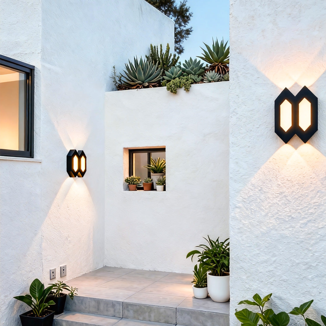 Hexa Outdoor Up & Down Wall Light – Modern Nordic LED Sconce in Black