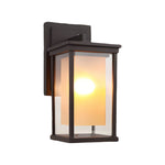 Black Aluminum Outdoor Wall Sconce with Amber Glass