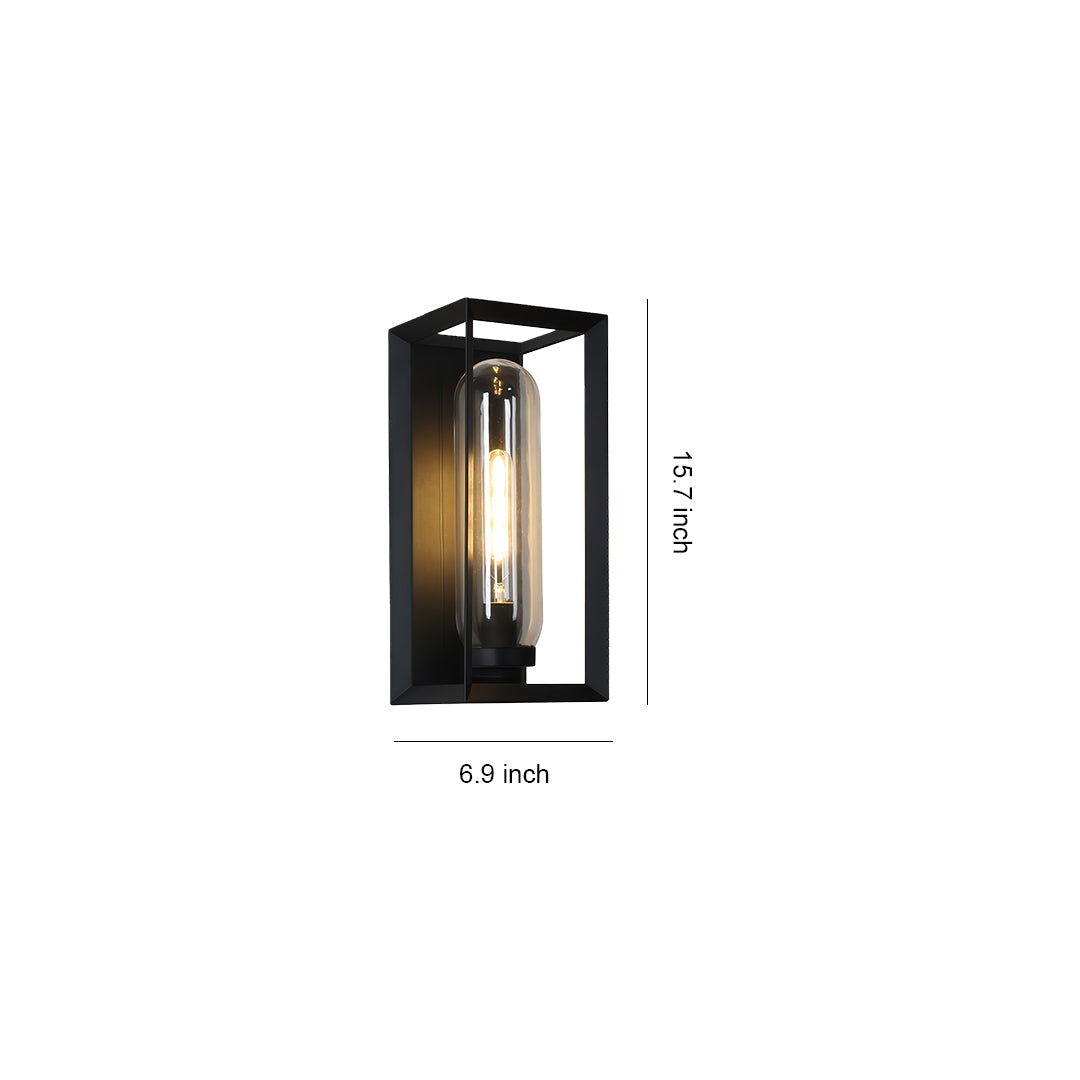 Modern Square Outdoor Wall Sconce in Matte Black, IP54 Waterproof