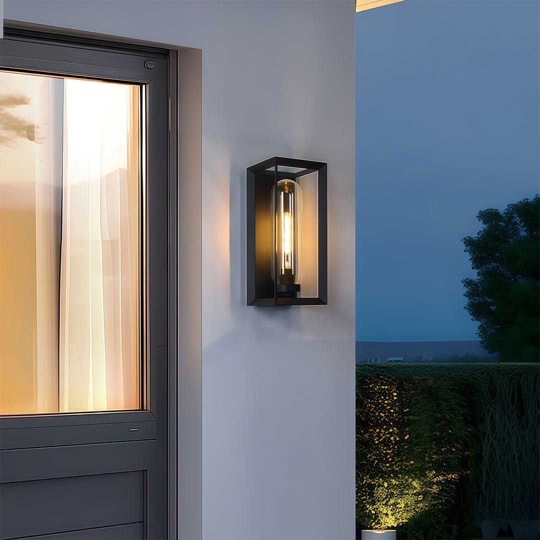 Modern Square Outdoor Wall Sconce in Matte Black, IP54 Waterproof