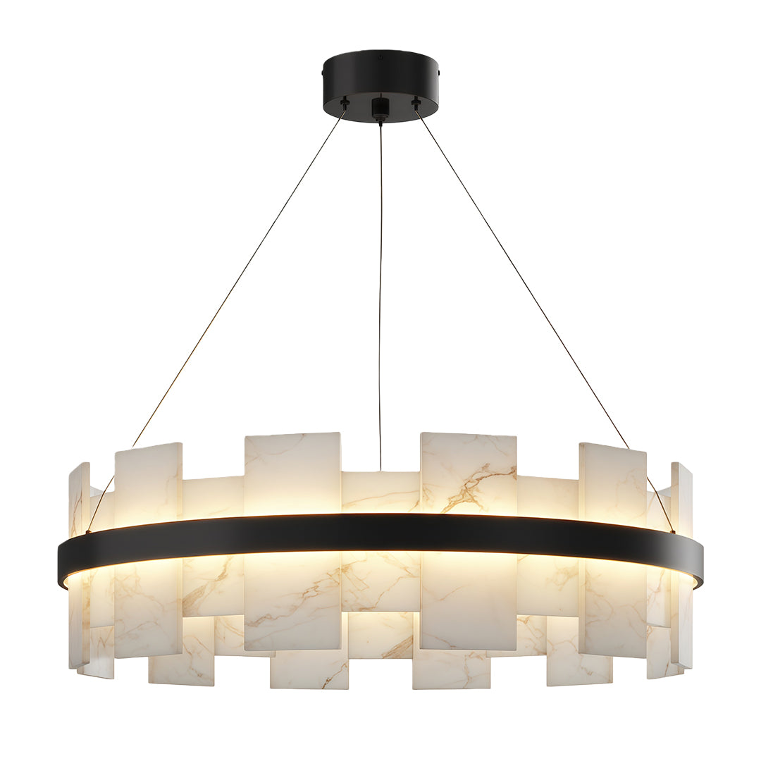 Aurelia Copper Modern Chandelier with Cloud Stone Shade