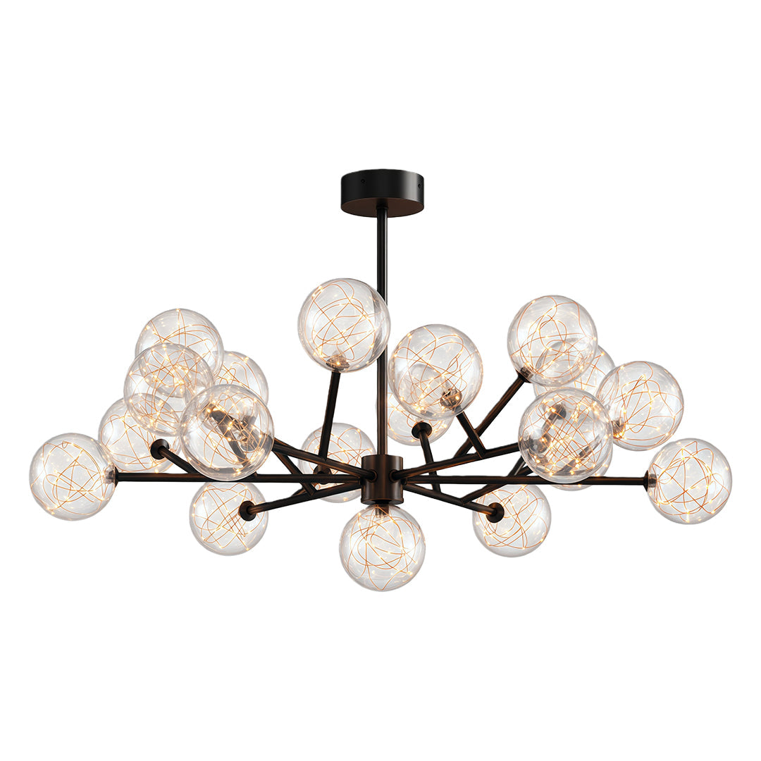 Celestial Glass Globe Chandelier – Modern Molecular LED Pendant for Dining and Living Spaces